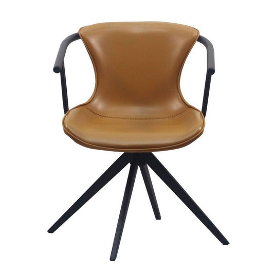 Cid Dining Chair | 23" | Swivel | Faux Leather | Black, Camel