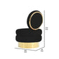 Cid 26 Inch Modern Swivel Accent Chair Black Velvet Round Gold Metal Base By Casagear Home BM279478