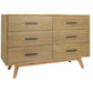 Cid Allie 53 Inch Modern Dresser, 6 Drawers, Solid Acacia, Walnut Brown By Casagear Home