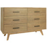Cid Allie 53 Inch Modern Dresser, 6 Drawers, Solid Acacia, Walnut Brown By Casagear Home