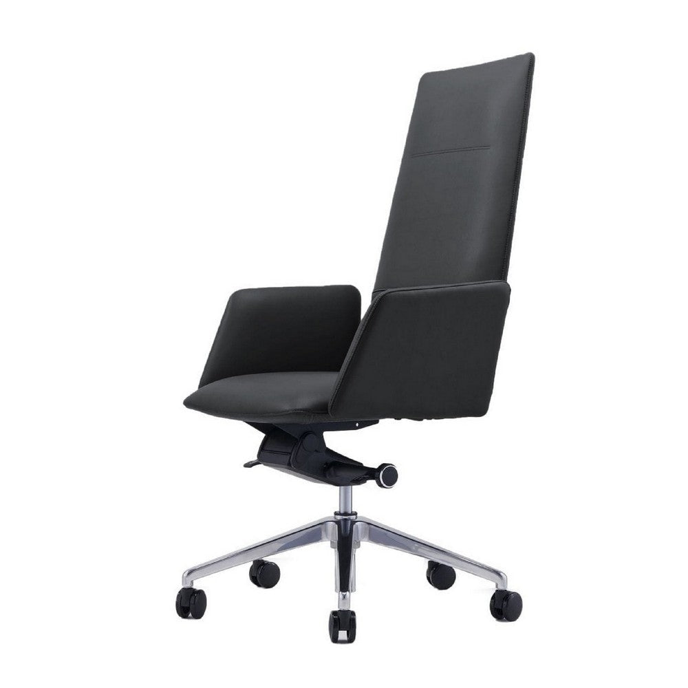 Cid 24 Inch Modern Office Chair, Knee Tilt, Sleek Tall Back, Black By Casagear Home