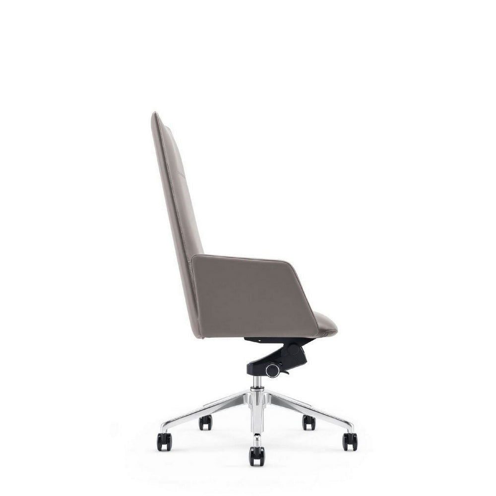 Cid 24 Inch Modern Office Chair Knee Tilt Sleek Tall Back Gray By Casagear Home BM279513