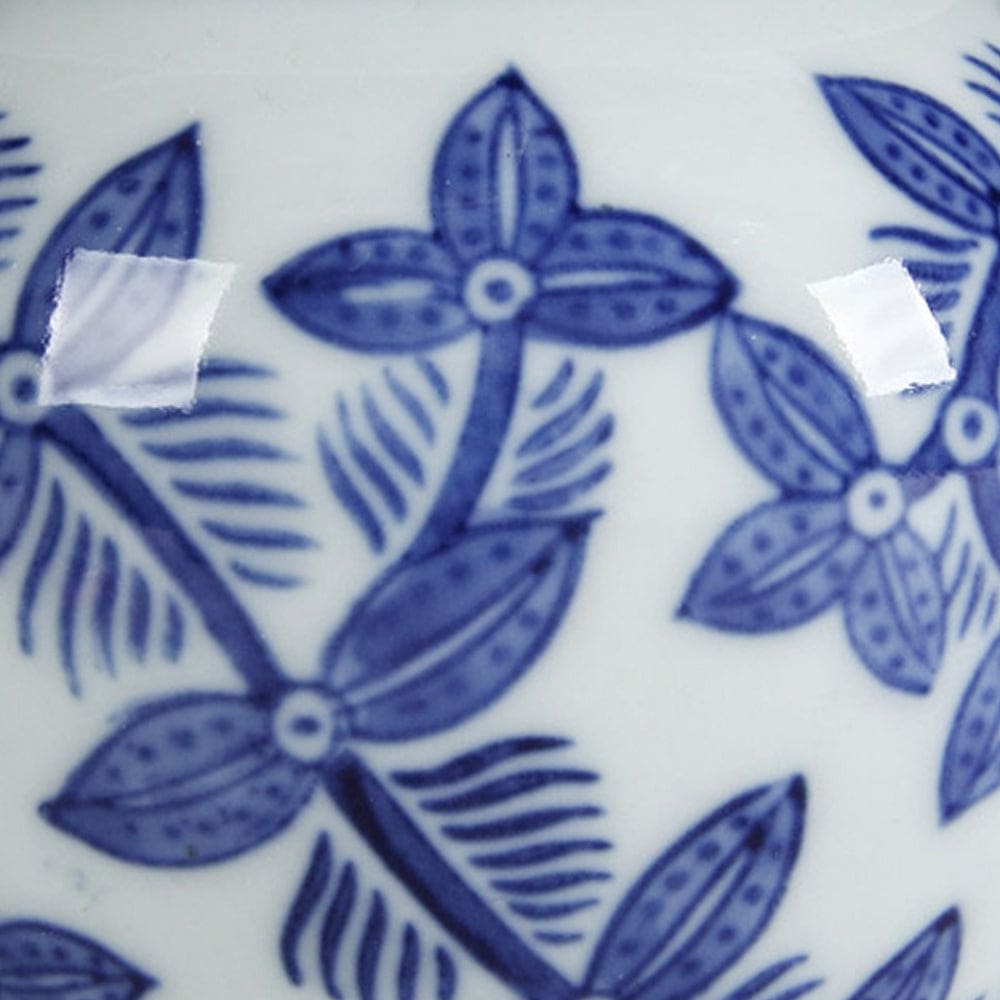 6 Inch Porcelain Jar Urn Shape Lid Floral Design Blue White By Casagear Home BM279526