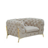 Reno Joni Accent Chair | Chesterfield | Velour | Beige, Gold