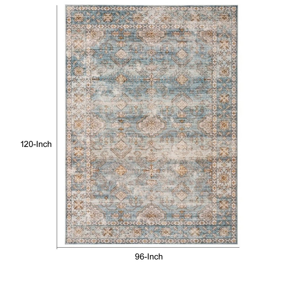 Mia 10 x 8 Large Soft Fabric Floor Area Rug Washable Vintage Two Tone Border Design By Casagear Home BM279705