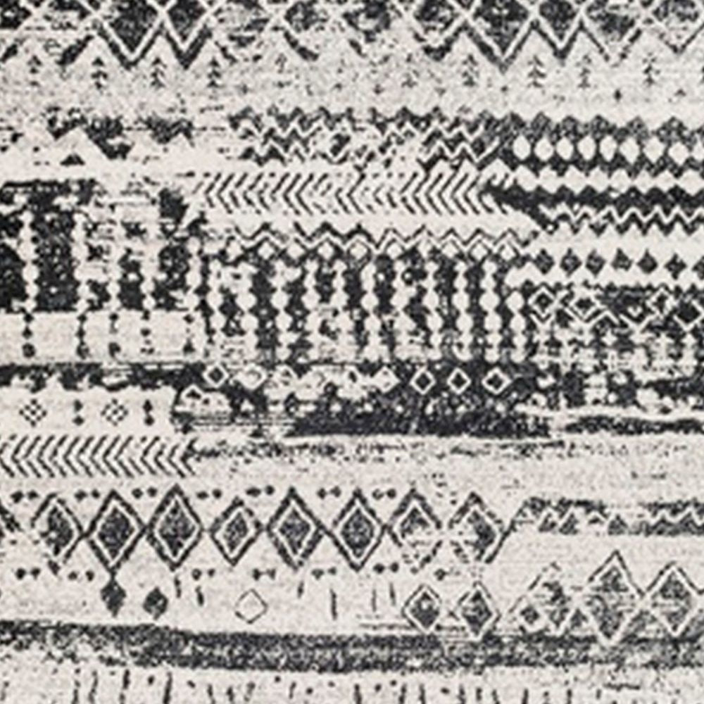 Zofi 10 x 8 Soft Fabric Floor Area Rug Washable Classic Aztec Pattern Black White By Casagear Home BM279718