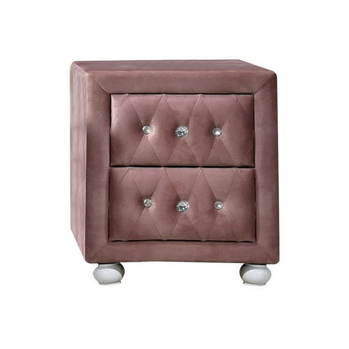 Rex Nightstand | 17" | Upholstered | 2 Drawers | Pink