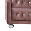 Rex 17 Inch Modern Upholstered Nightstand 2 Drawer Crystal Handles Pink By Casagear Home BM279727