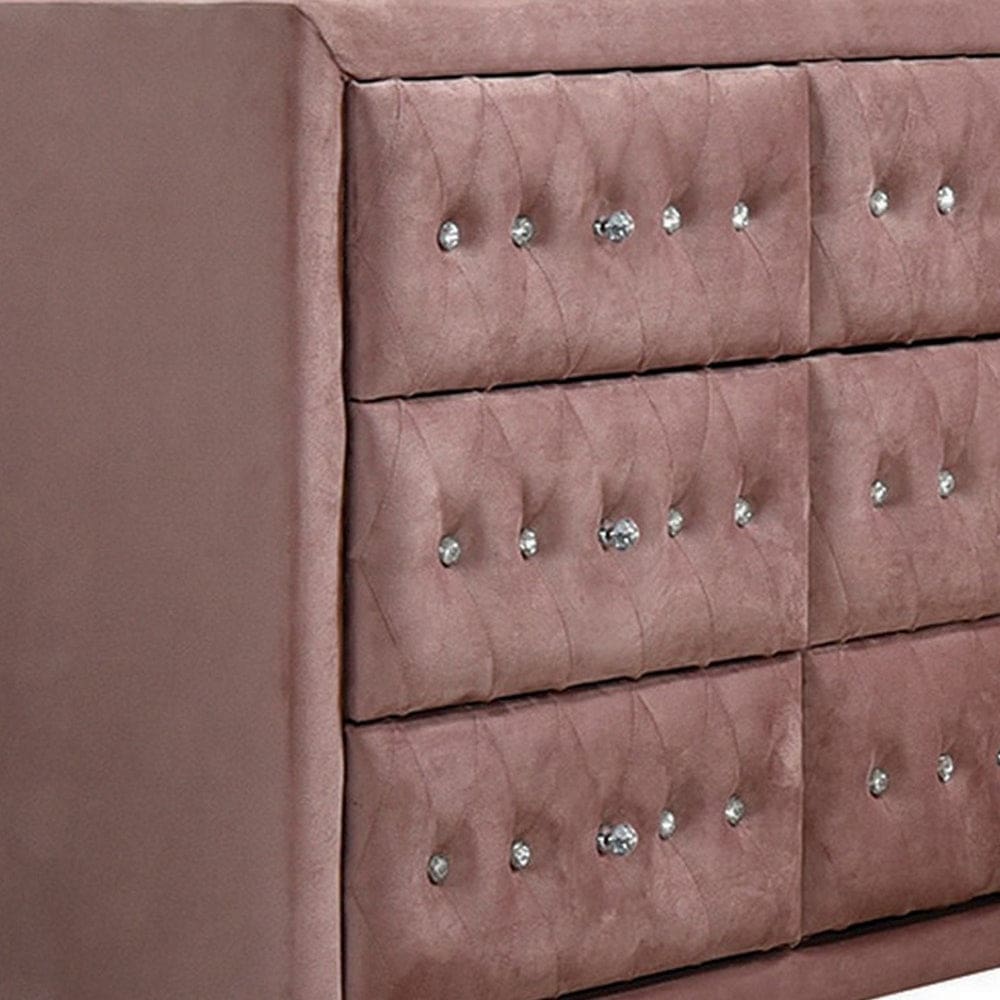 Rex Dresser | 40" | Upholstered | 6 Drawers | Pink Rex Dresser | 40" | Upholstered | 6 Drawers | Pink