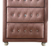 Rex 38 Inch Tall Upholstered Dresser Chest 4 Drawer Crystal Handles Pink By Casagear Home BM279729