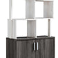 Crew 68 Inch Wood Bookcase Unit 1 Cabinet 6 Compartments Oak White Gray By Casagear Home BM279733