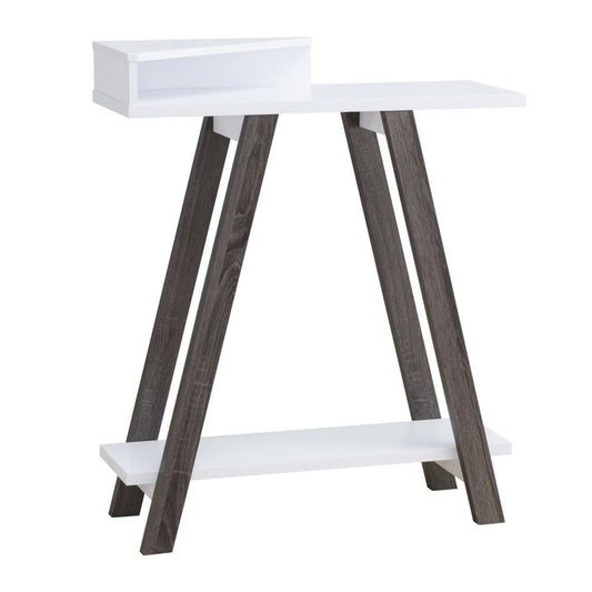 Baki 38 Inch Modern Wood Side Console Table, Corner Compartment, White By Casagear Home