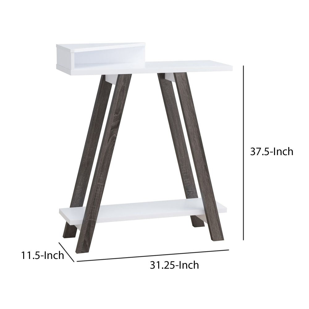 Baki 38 Inch Modern Wood Side Console Table Corner Compartment White By Casagear Home BM279739