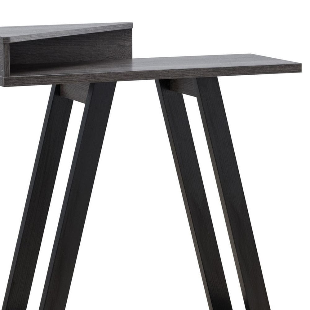 Baki 38 Inch Modern Wood Side Console Table Corner Compartment Black By Casagear Home BM279740
