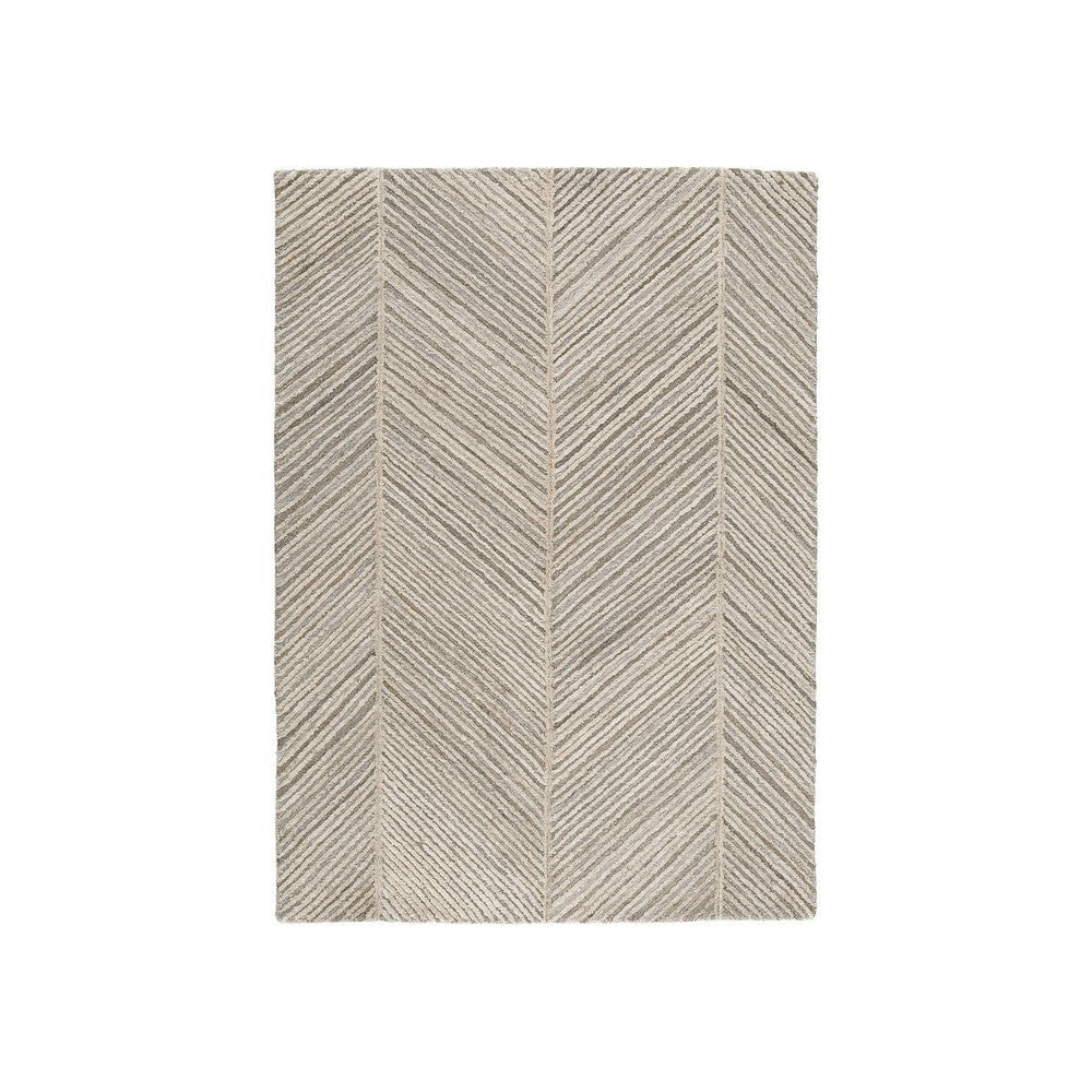 Kaye 10 x 7 Modern Area Rug, Soft Fabric Dotted Gray Brown Chevron, Large By Casagear Home