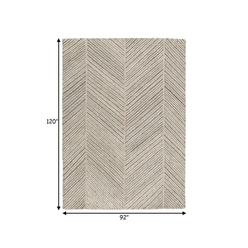 Kaye 10 x 7 Modern Area Rug Soft Fabric Dotted Gray Brown Chevron Large By Casagear Home BM280123