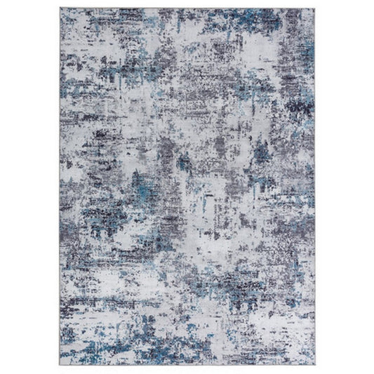 Keli 5 x 7 Modern Area Rug, Abstract Art Design, Soft Fabric, Gray, Blue By Casagear Home