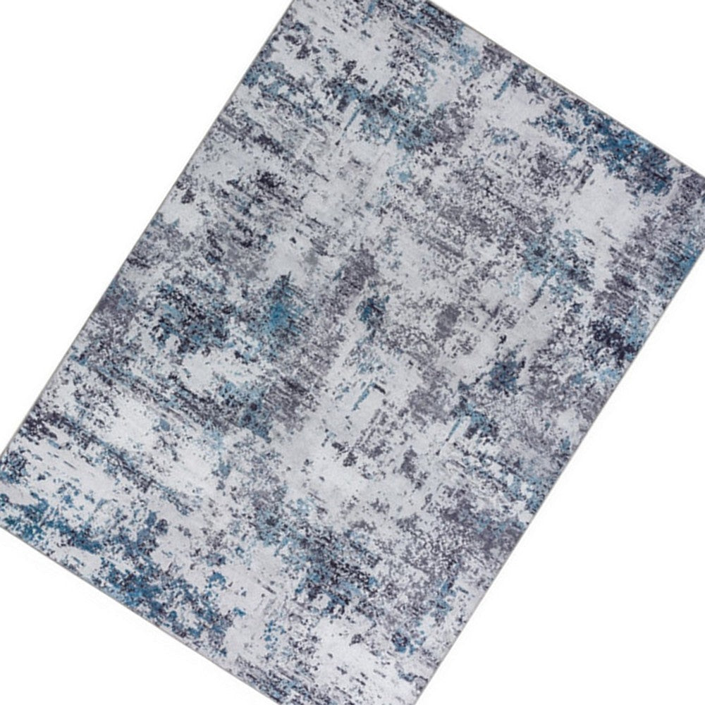 Keli 5 x 7 Modern Area Rug Abstract Art Design Soft Fabric Gray Blue By Casagear Home BM280142