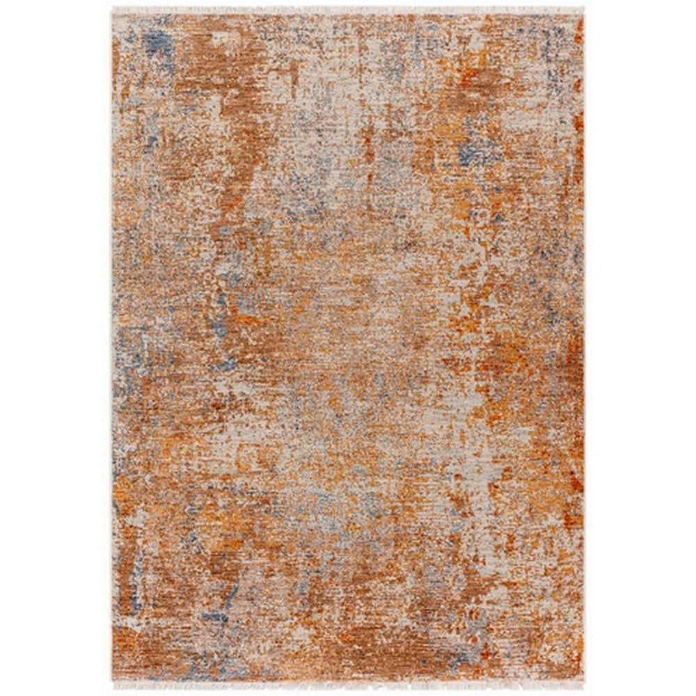 8 x 10 Modern Area Rug, Abstract Design, Soft Fabric, Orange, Brown, Blue By Casagear Home