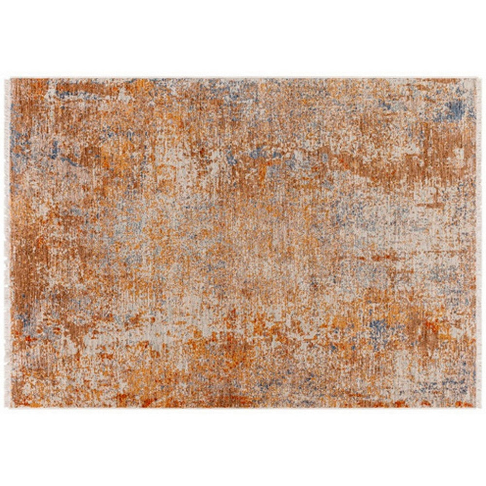 8 x 10 Modern Area Rug Abstract Design Soft Fabric Orange Brown Blue By Casagear Home BM280159