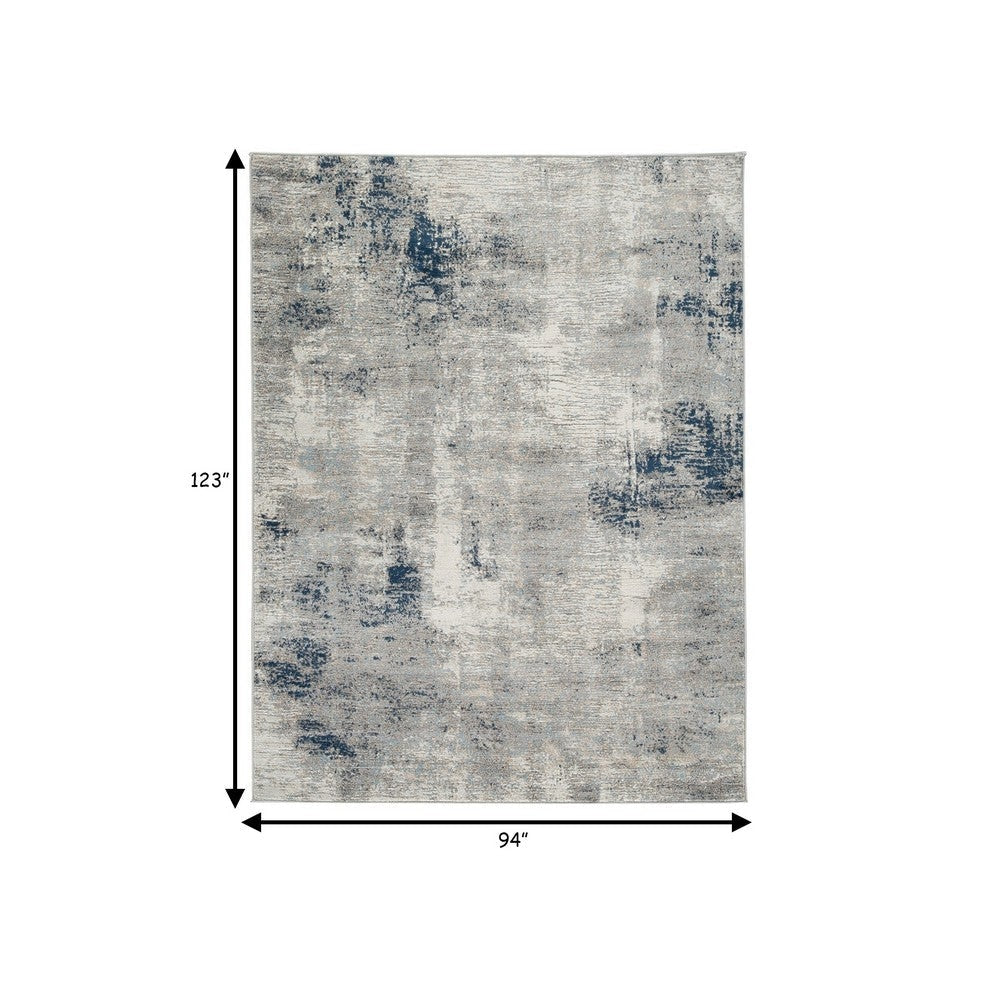Vin 8 x 10 intage Floor Area Rug 8mm Pile Large Washed Gray Blue Ivory By Casagear Home BM280200