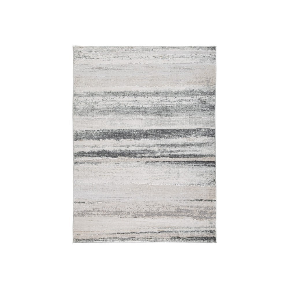 Oxy 8 x 10 Modern Area Rug, Clean Abstract Design, Soft Fabric, Gray, Gold By Casagear Home