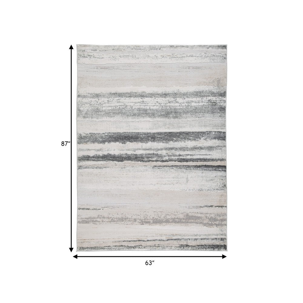 Oxy 5 x 7 Modern Area Rug Clean Abstract Design Soft Fabric Gray Gold By Casagear Home BM280207