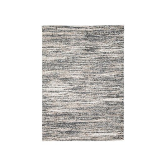 Zeni 5 x 7 Modern Area Rug, Smokey Lined Design, Soft Fabric, Ivory, Beige By Casagear Home