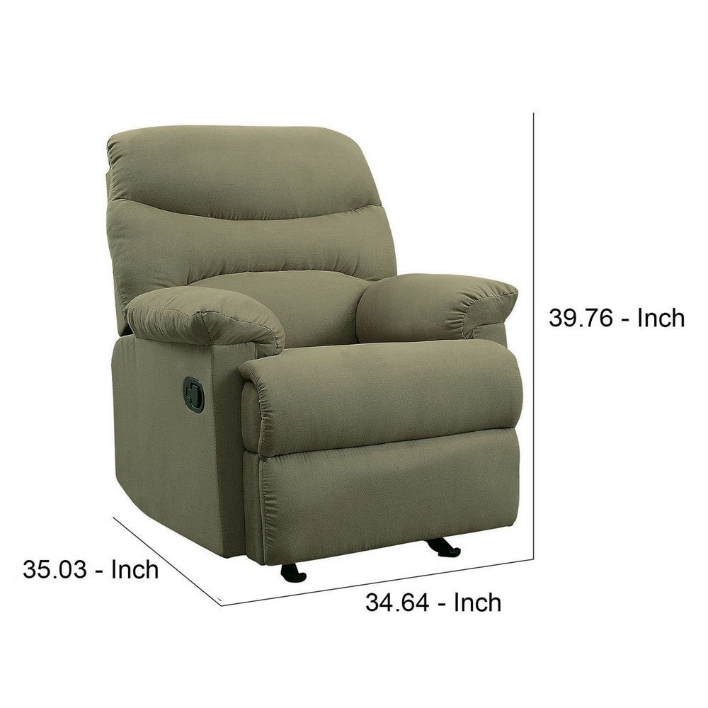 Deby 35 Inch Modern Recliner Foam Cushioned Seat Microfiber Sage Green By Casagear Home BM280250