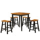 Gael Dining Set | Square Table | 4 Counter Stools | Oak, Black
