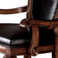 Loki 28 Inch Dining Armchair Nailhead Trim Faux Leather Set of 2 Brown By Casagear Home BM280262