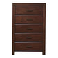 48 Inch Modern Tuscany Tall Dresser Chest, 5 Drawers, Metal Handles, Brown By Casagear Home