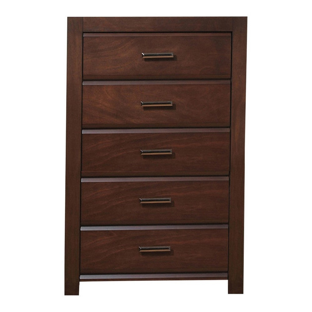 48 Inch Modern Tuscany Tall Dresser Chest, 5 Drawers, Metal Handles, Brown By Casagear Home