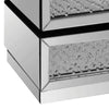 Pali 32 Inch Modern Nightstand Dresser Table Faux Crystals Mirror Silver By Casagear Home BM280267