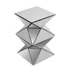 End Table | 20" | Mirror Top | Geometric Pedestal Base | Silver