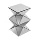 End Table | 20" | Mirror Top | Geometric Pedestal Base | Silver
