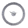 Wall Clock | 39" | Analog | Faux Gem Inlay | Silver