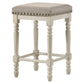 24 Inch Counter Height Stool, Luxe Nailhead Trim, Set of 2, Antique White By Casagear Home