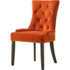 Esme 24 Inch Solid Wood Dining Chair, Velvet, Tufted, Set of 2, Orange By Casagear Home