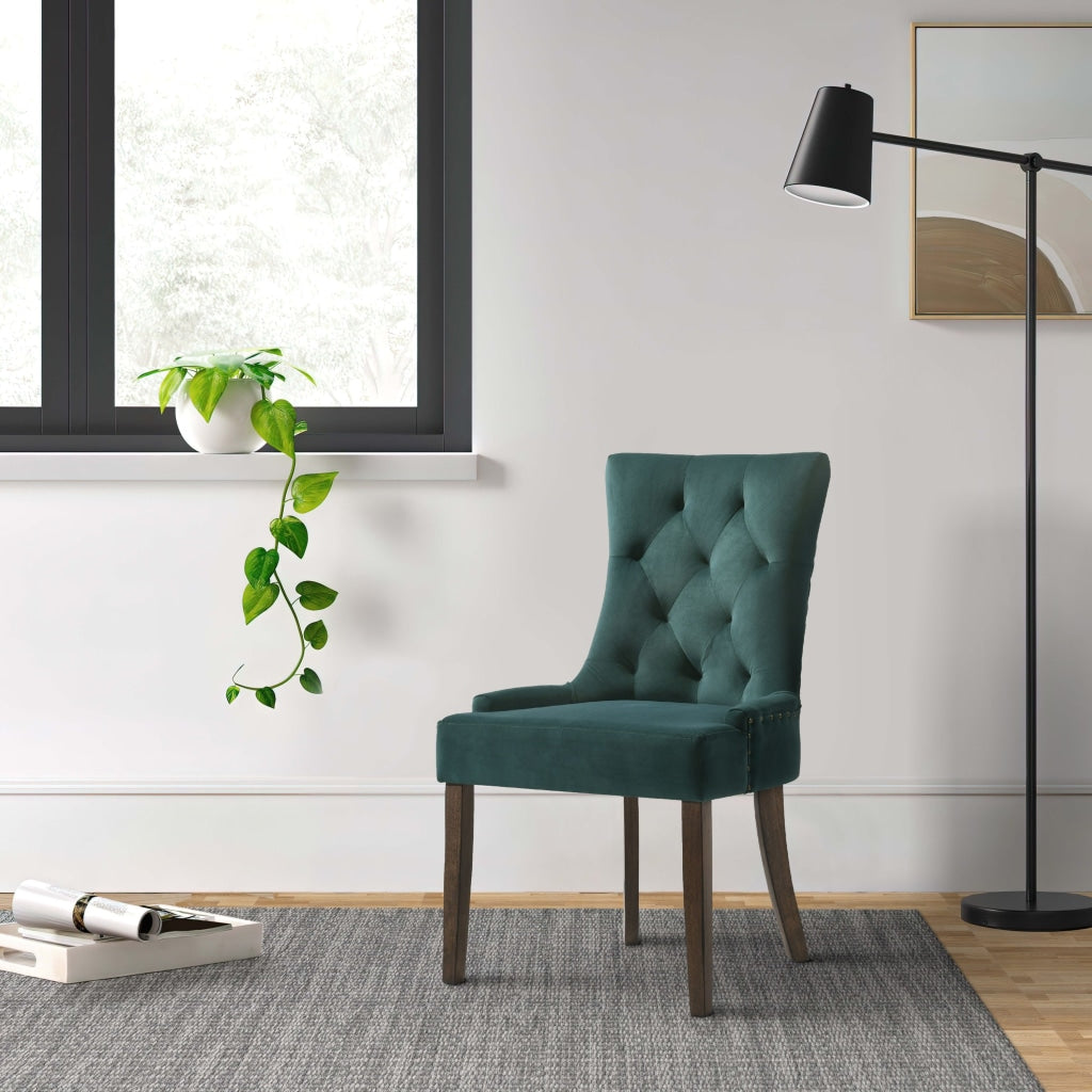 Esme Dining Chair | 24" | Velvet Tufted | Set of 2 | Green