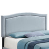 Alex King Size Bed Slate Blue Fabric Upholstered Nailhead Trim By Casagear Home BM280331