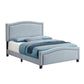 Alex Full Size Bed, Slate Blue Fabric Upholstered, Nailhead Trim By Casagear Home