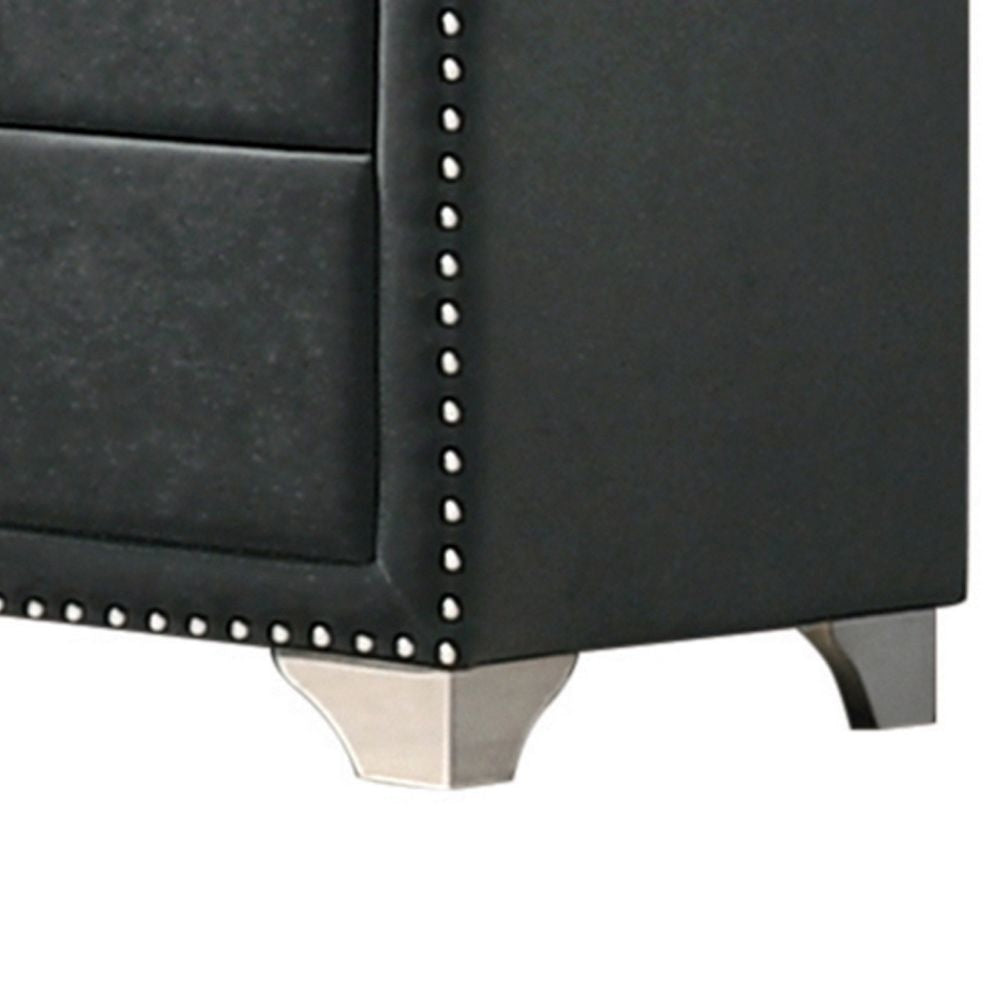 Cale 60 Inch Velvet Dresser Modern Glam 6 Drawer Nailhead Gray By Casagear Home BM280339