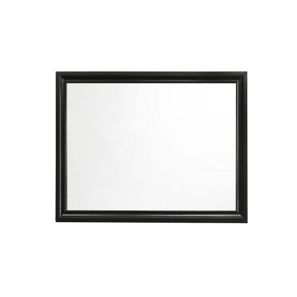47 Inch Wood Mirror Landscape Frame Classic Black By Casagear Home BM280342