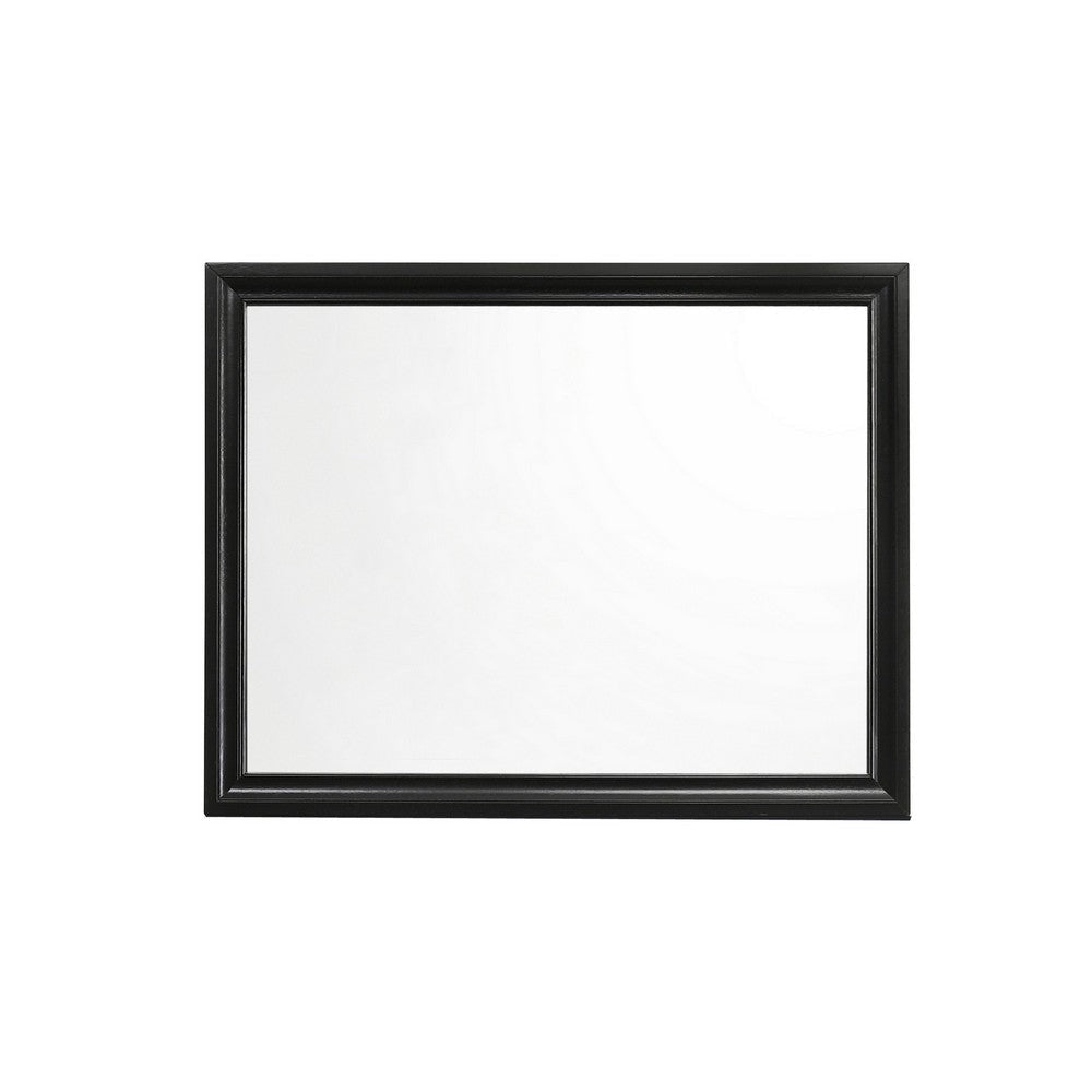 47 Inch Wood Mirror Landscape Frame Classic Black By Casagear Home BM280342