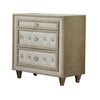 Matt Nightstand | 30" | 3 Drawers | Velvet Tufted | Ivory, Brown