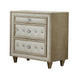 Matt Nightstand | 30" | 3 Drawers | Velvet Tufted | Ivory, Brown