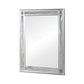 41 Inch Vanity Mirror, Etched Glass Trim, Wood Frame, Metallic Silver By Casagear Home