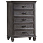 Eli 52 Inch Tall Dresser Chest, 5 Drawers, Bar Handles, Weathered Brown By Casagear Home