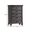 Eli 52 Inch Tall Dresser Chest 5 Drawers Bar Handles Weathered Brown By Casagear Home BM280376